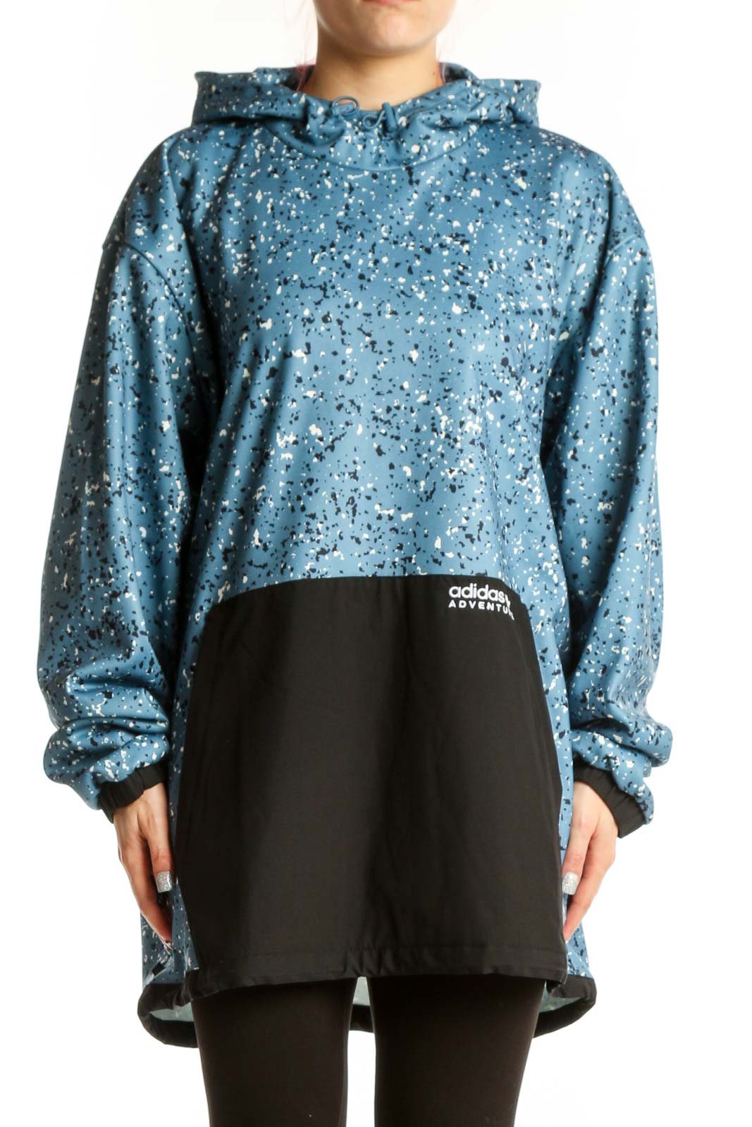 Blue Speckled Hooded Cropped Jacket Front