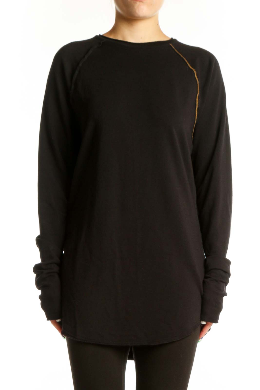 Black Long Sleeve Tunic Dress Front