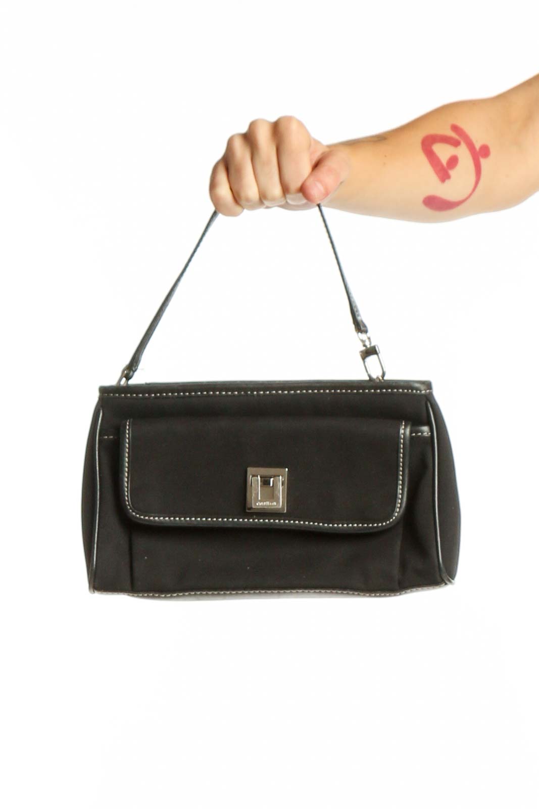 Black Studded Clutch Shoulder Bag Front