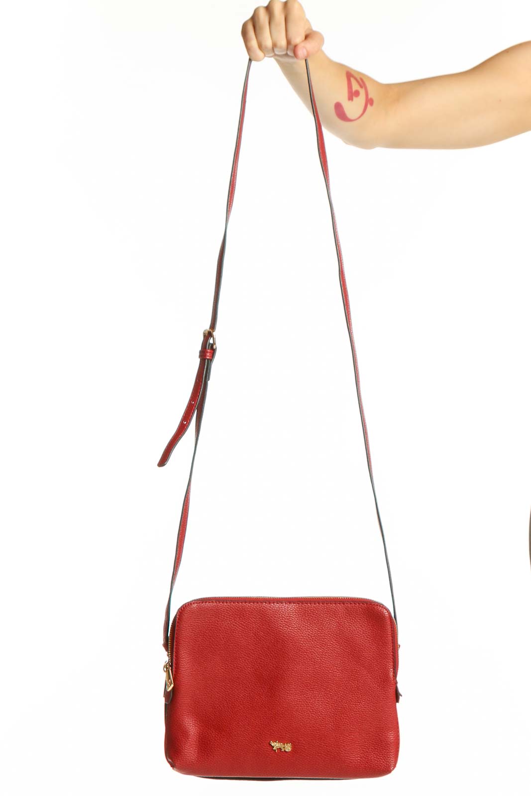 Red Leather Crossbody Bag Medium Front