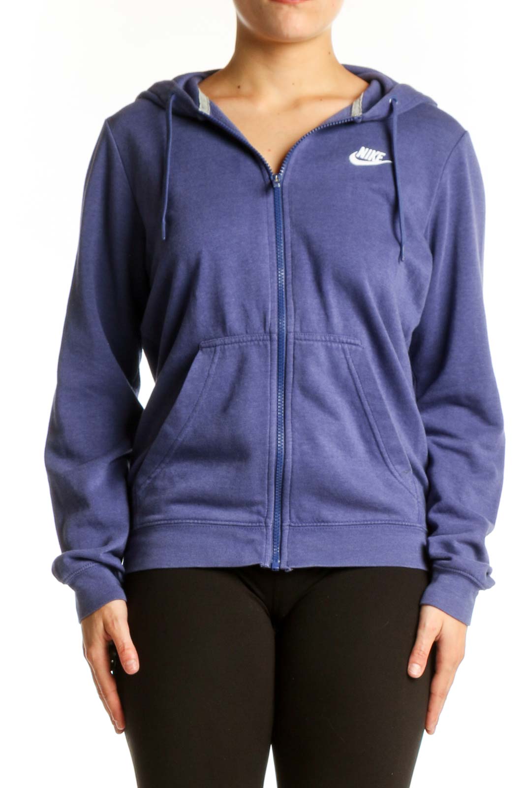 Navy Nike Zip-Up Hoodie Sweatshirt Front