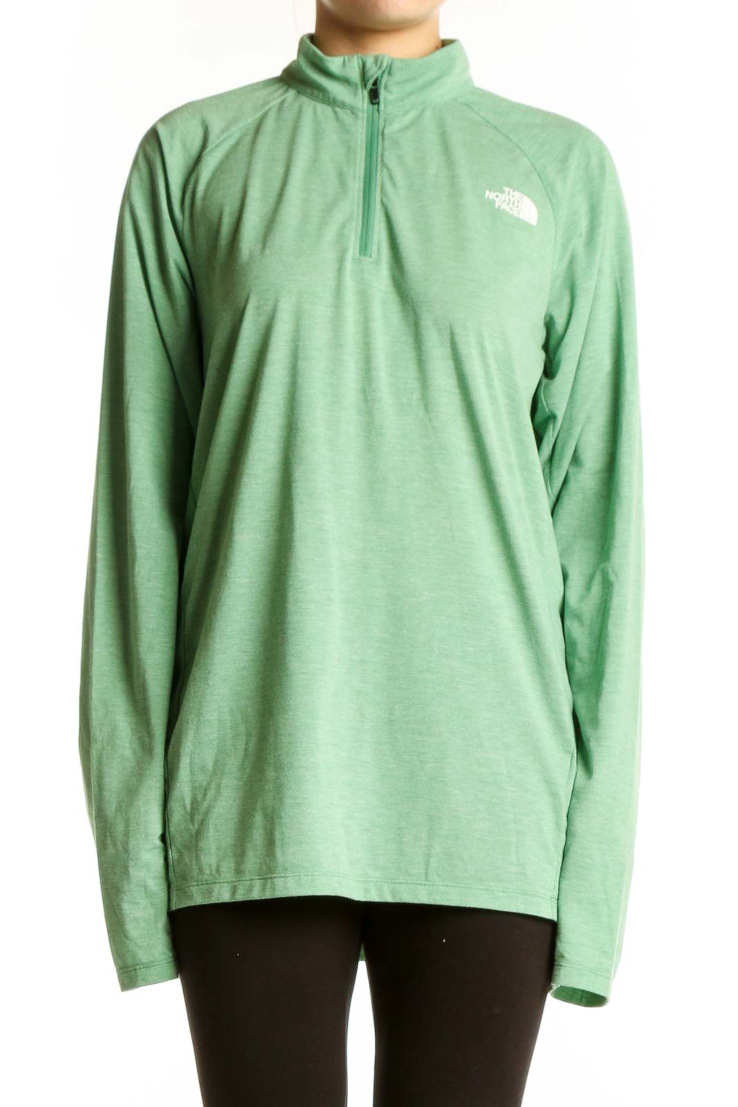 Green Quarter-Zip Activewear Pullover Front