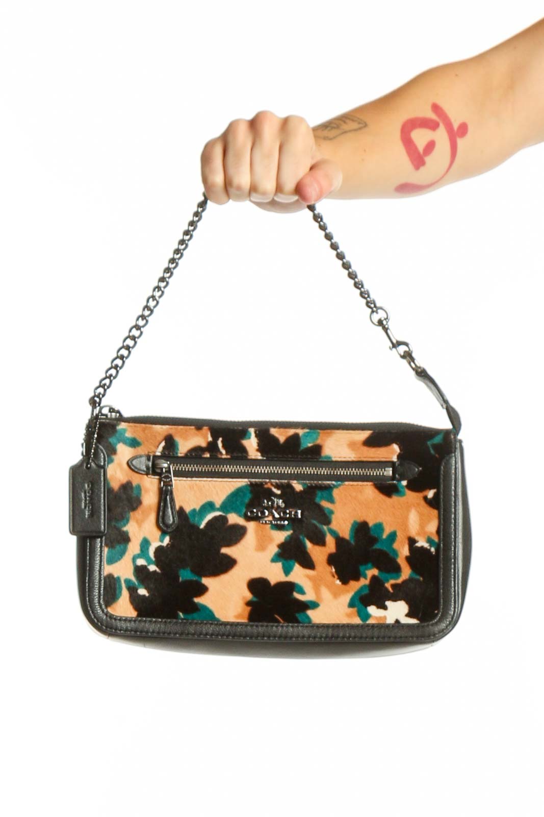 Multicolor Floral Chain Shoulder Bag Front