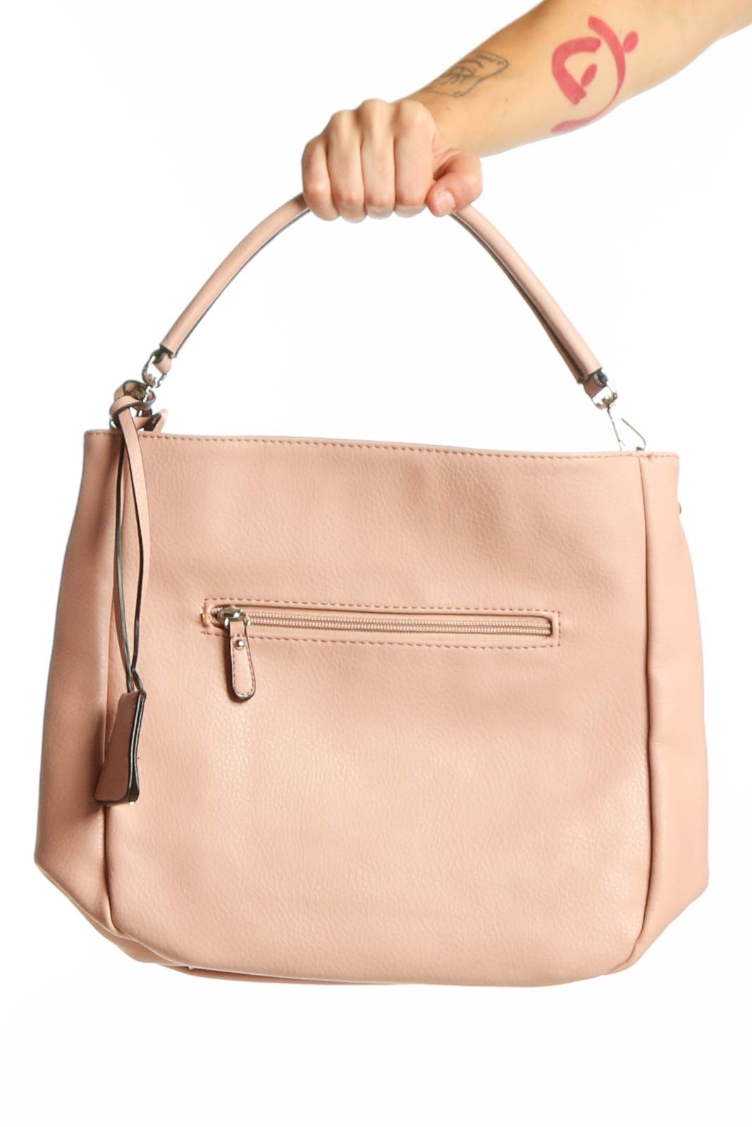 Blush Pink Leather Crossbody Bag Front