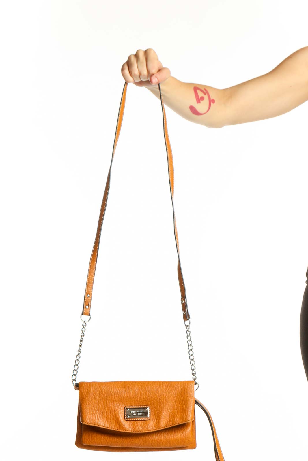 Orange Leather Crossbody Bag Front