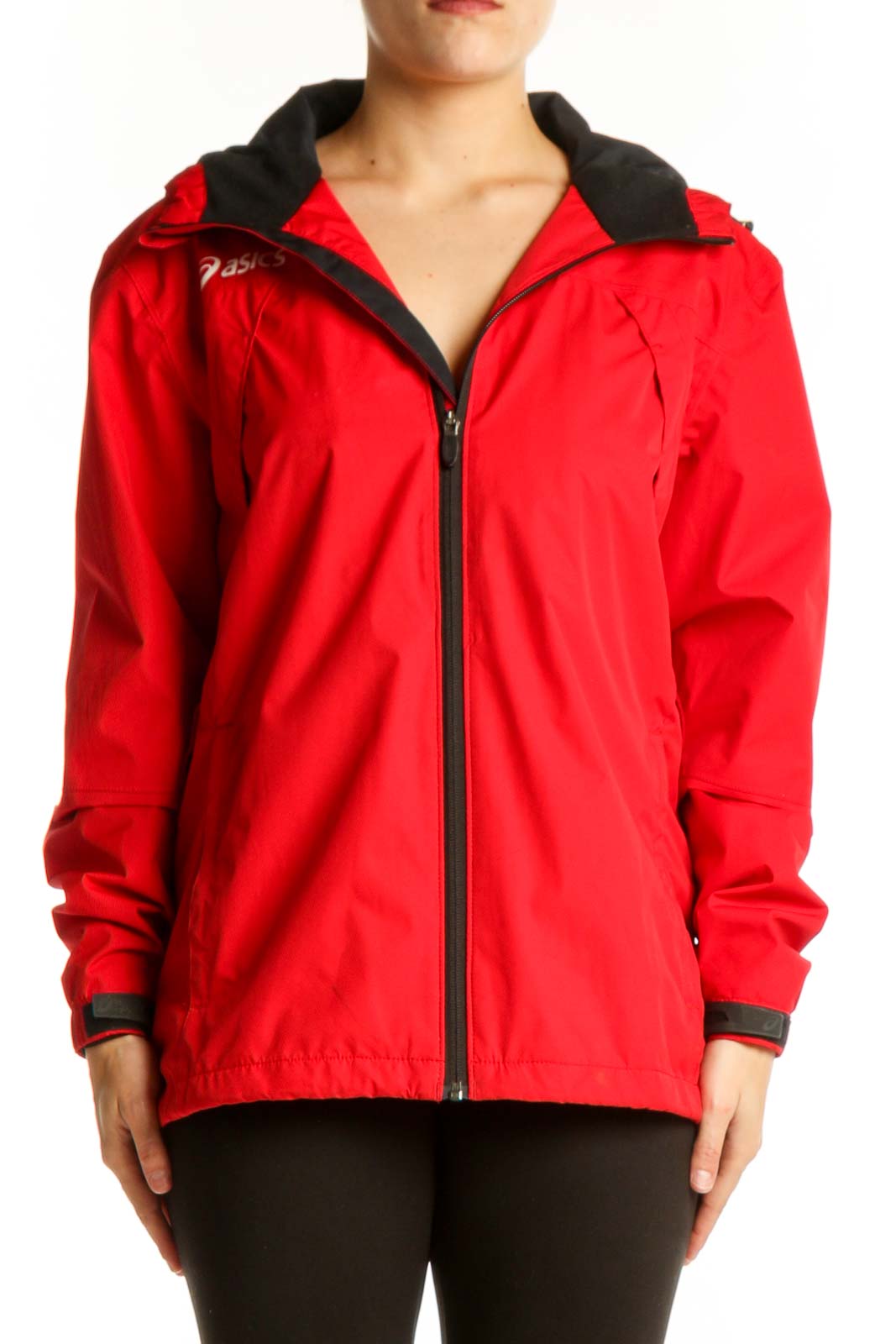 Red Hooded Windbreaker Jacket XS Front