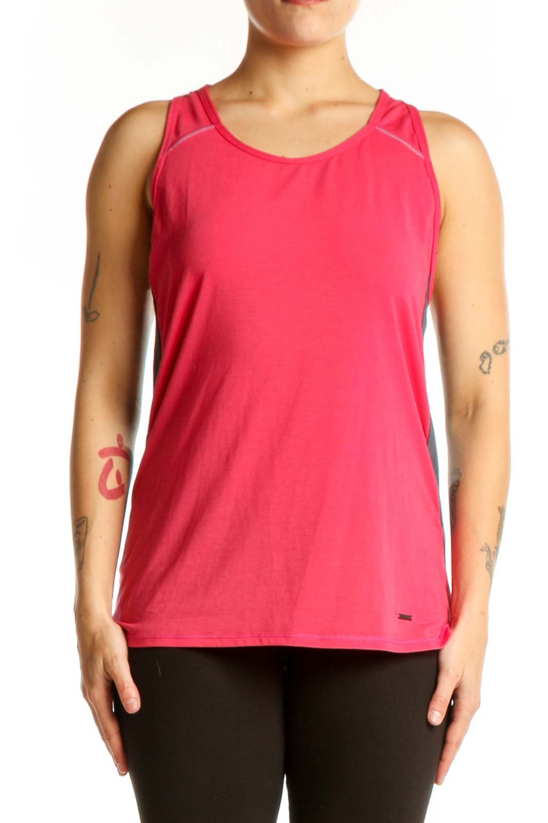Red Polyester Rayon Spandex Athletic Tank Front