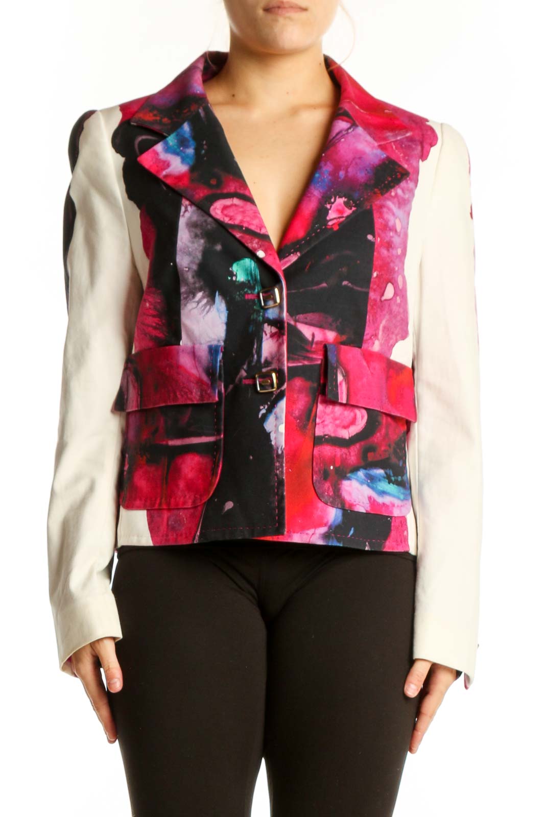 Multicolor Abstract Blazer Jacket Front
