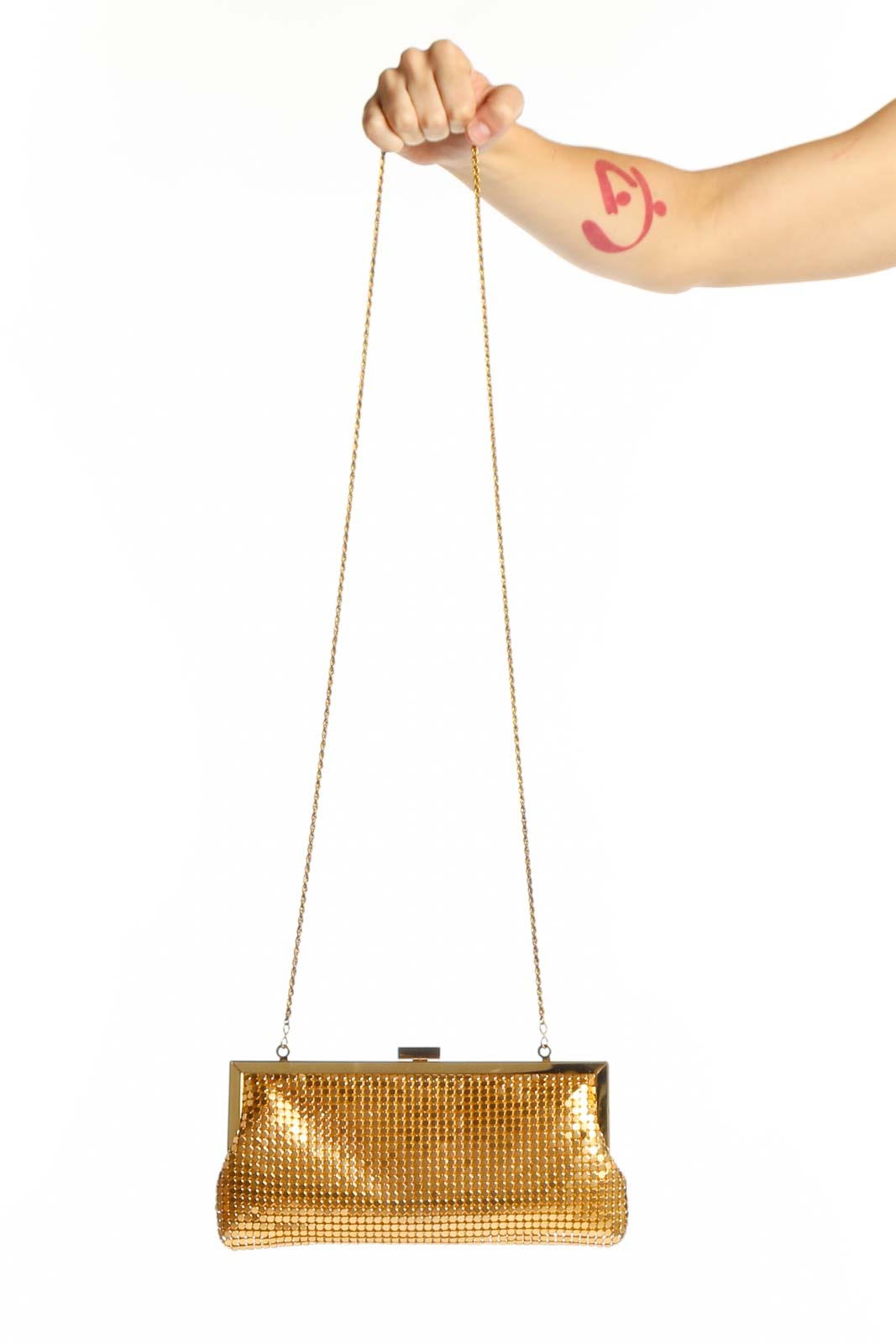 Gold Mesh Sequin Evening Clutch Front