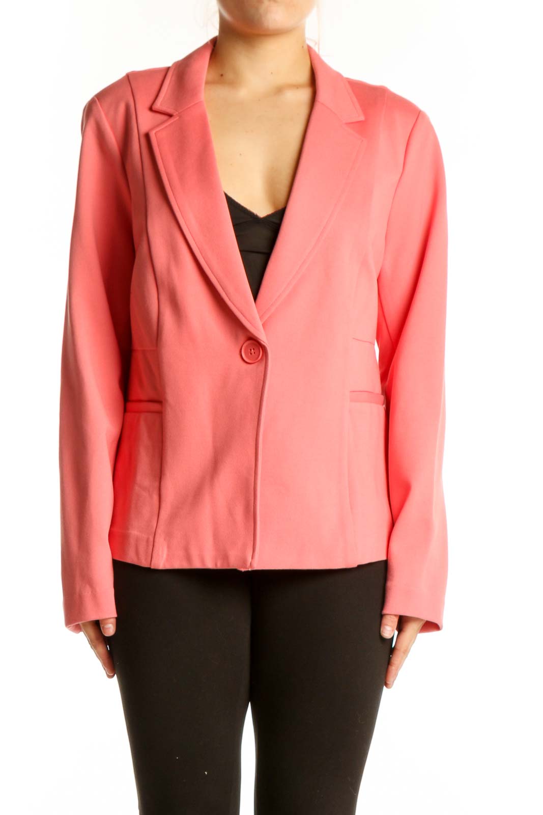 Pink Blazer Jacket with Single Button Front