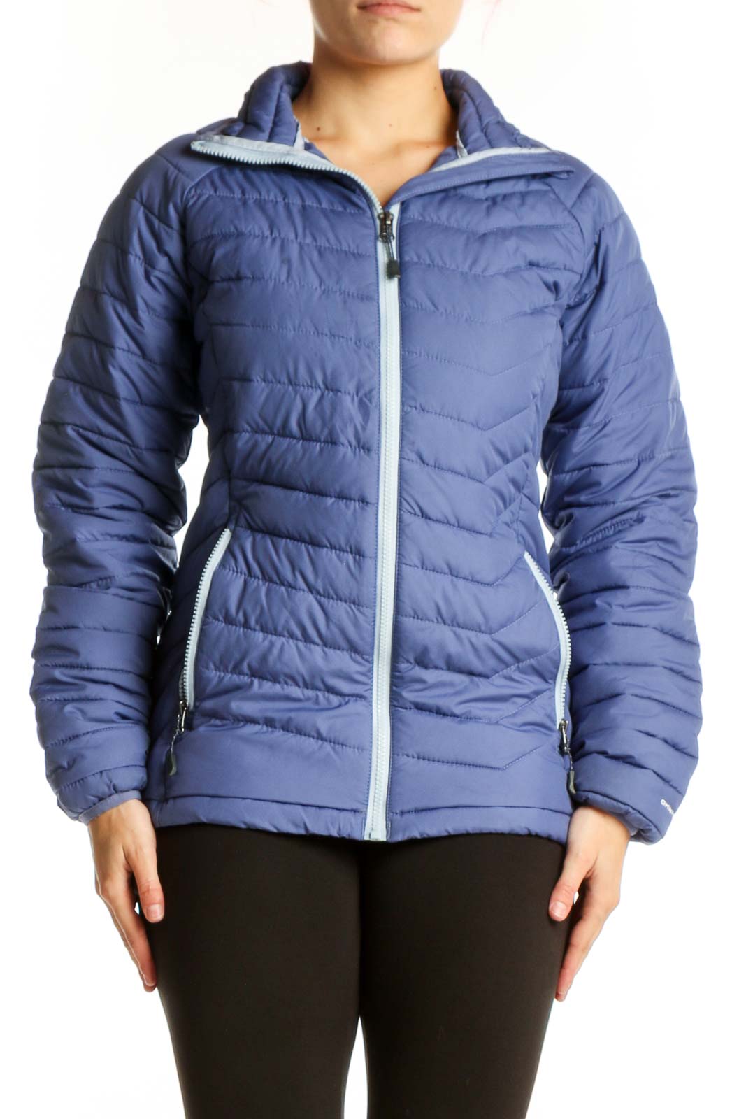 Navy Quilted Puffer Jacket Front