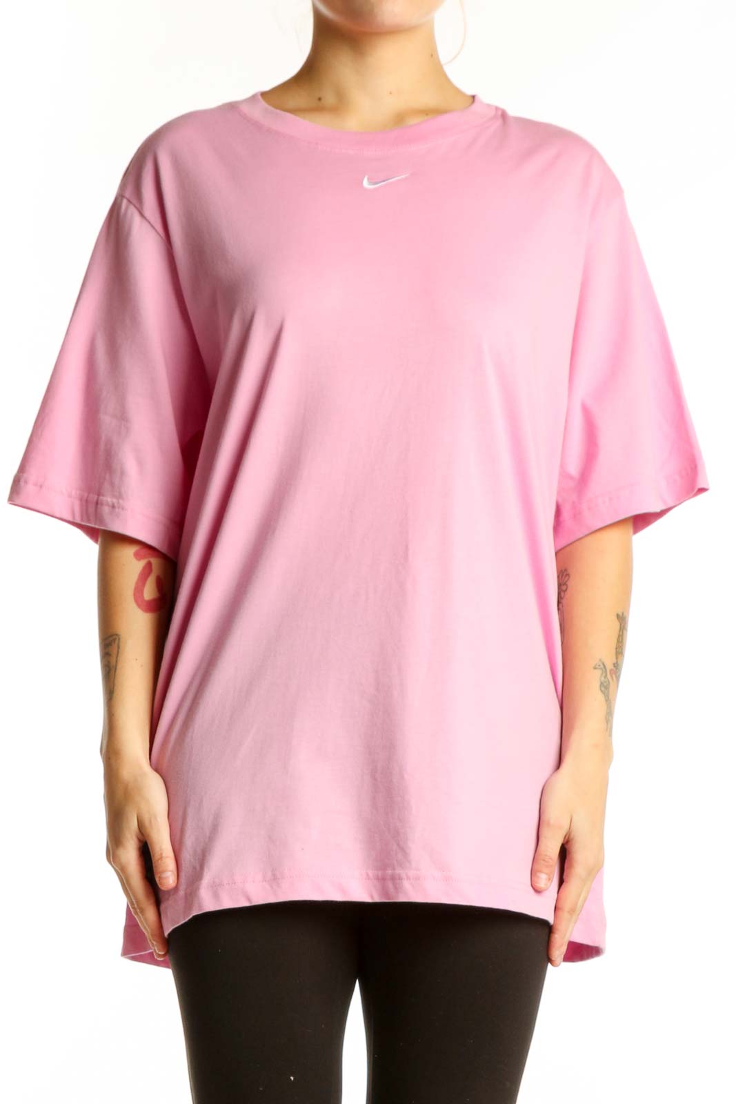 Pink Cotton Nike Oversized T-Shirt Front