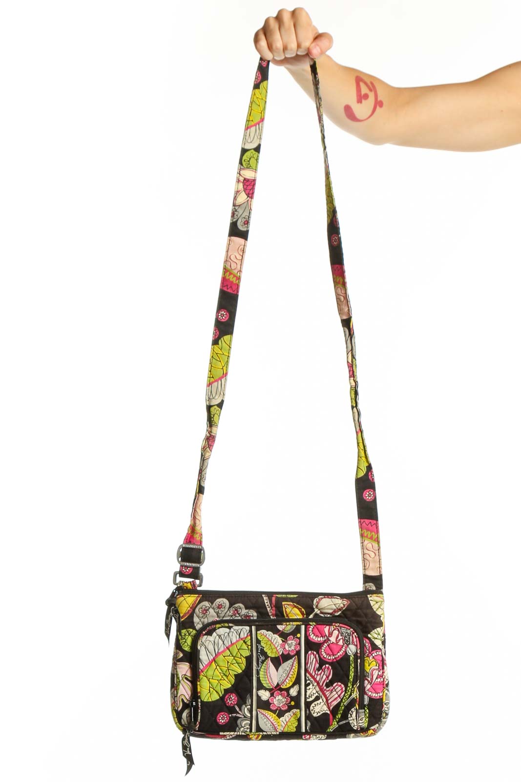 Black Floral Vera Bradley Crossbody Bag Front