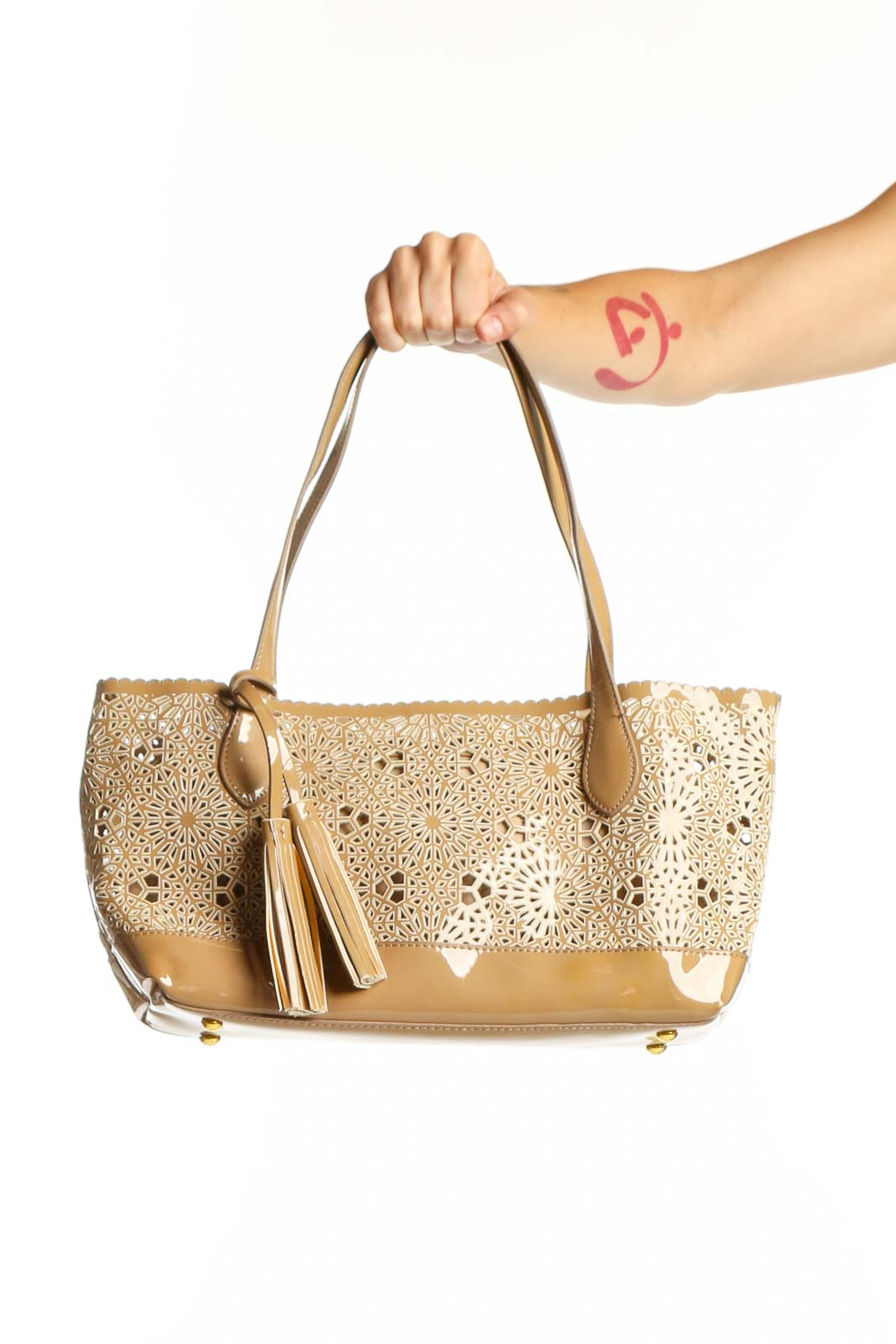 Gold Lace Cutout Shoulder Bag Front