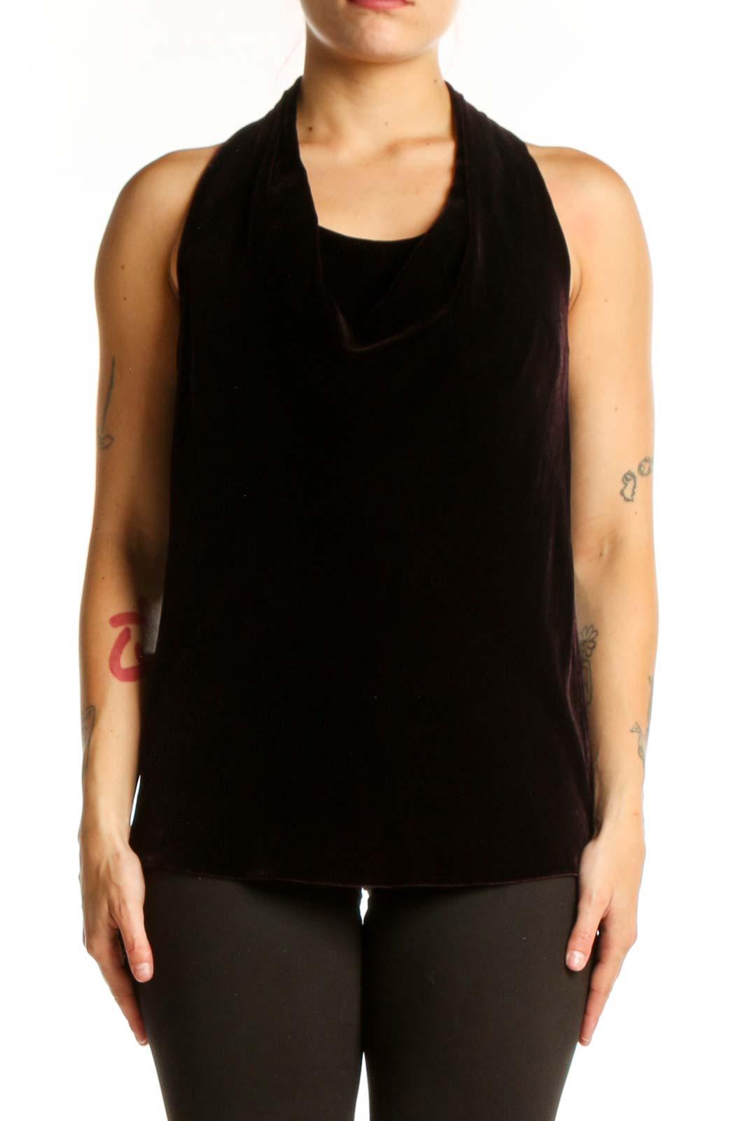 Black Velvet Halter Tank Top Front