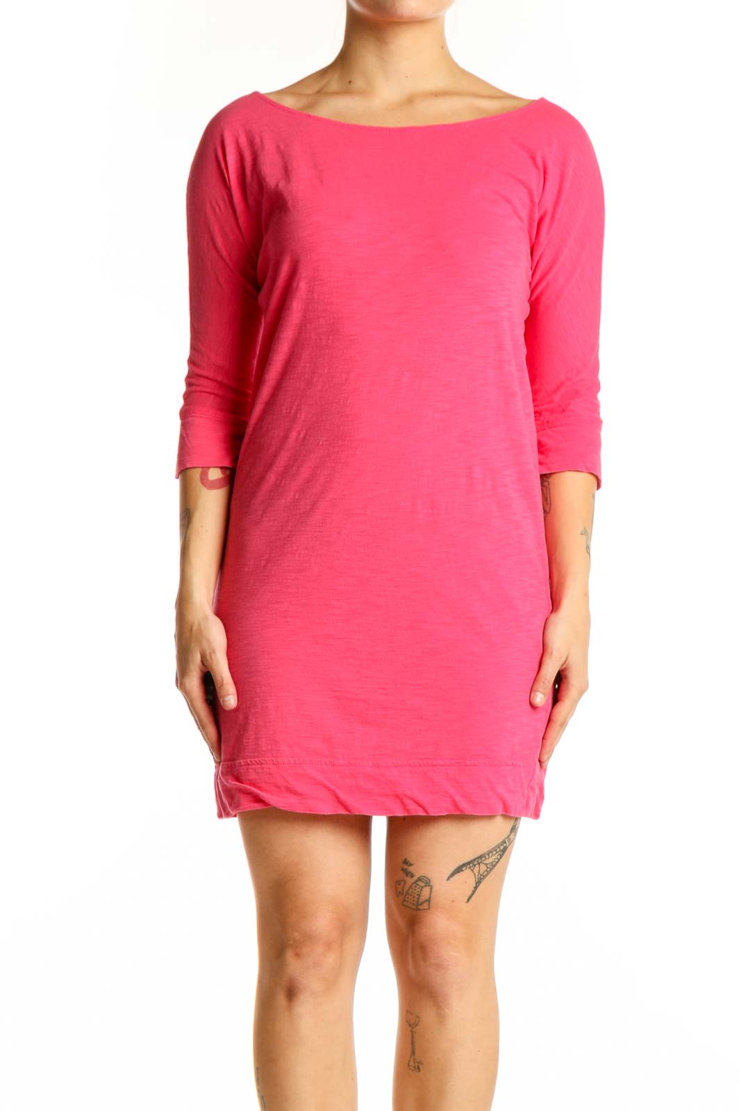 Pink Pima Cotton Knit Dress Front