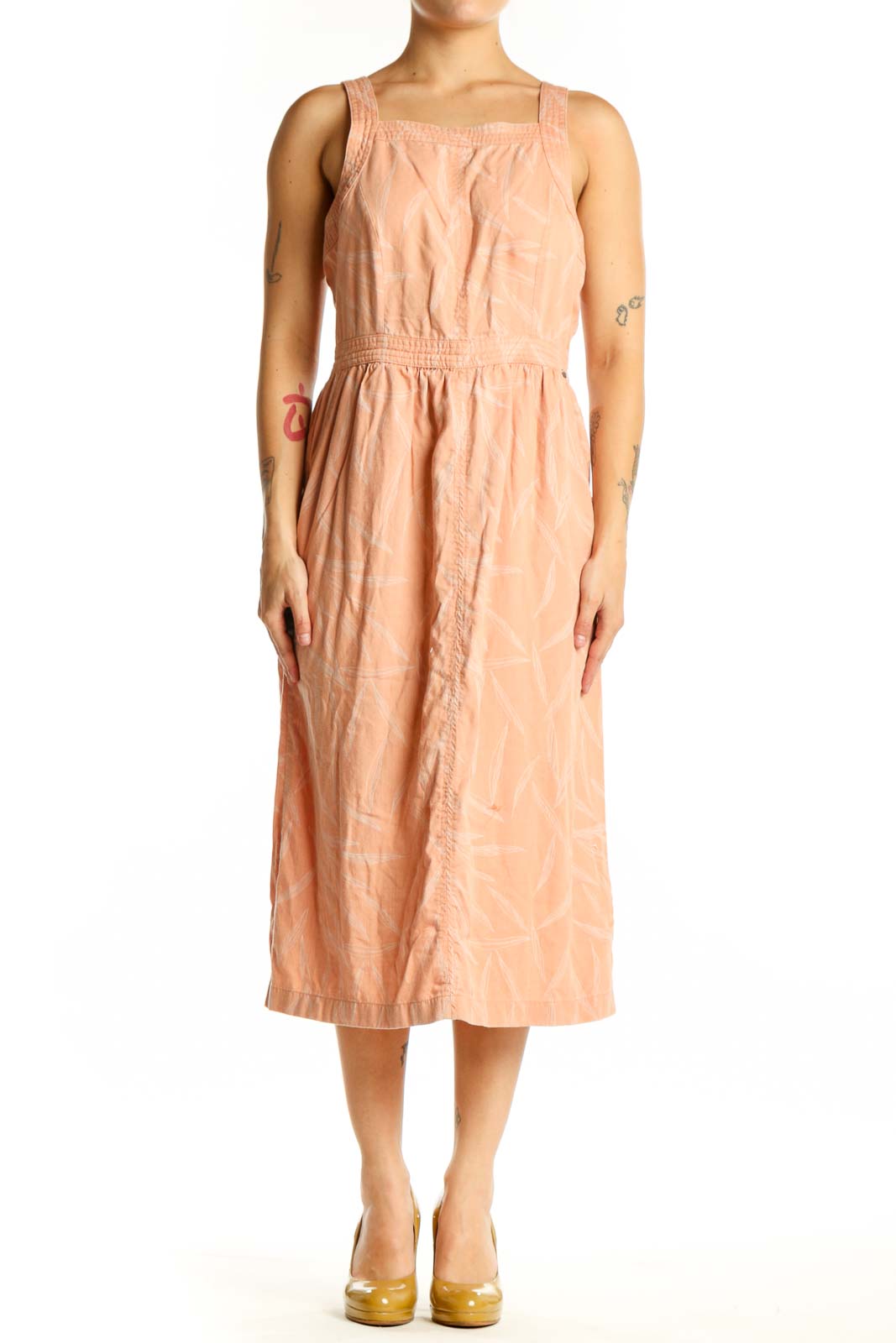 Peach Tencel Lyocell Midi Dress Front
