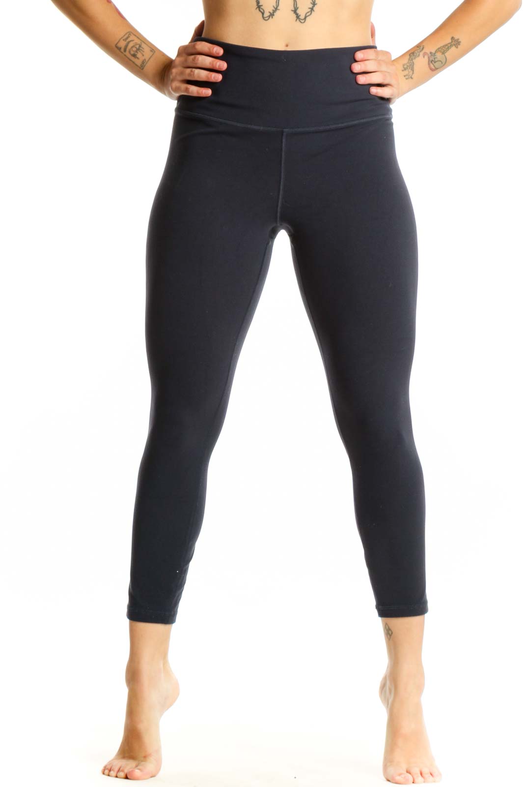 Black High-Waist Capri Leggings Front