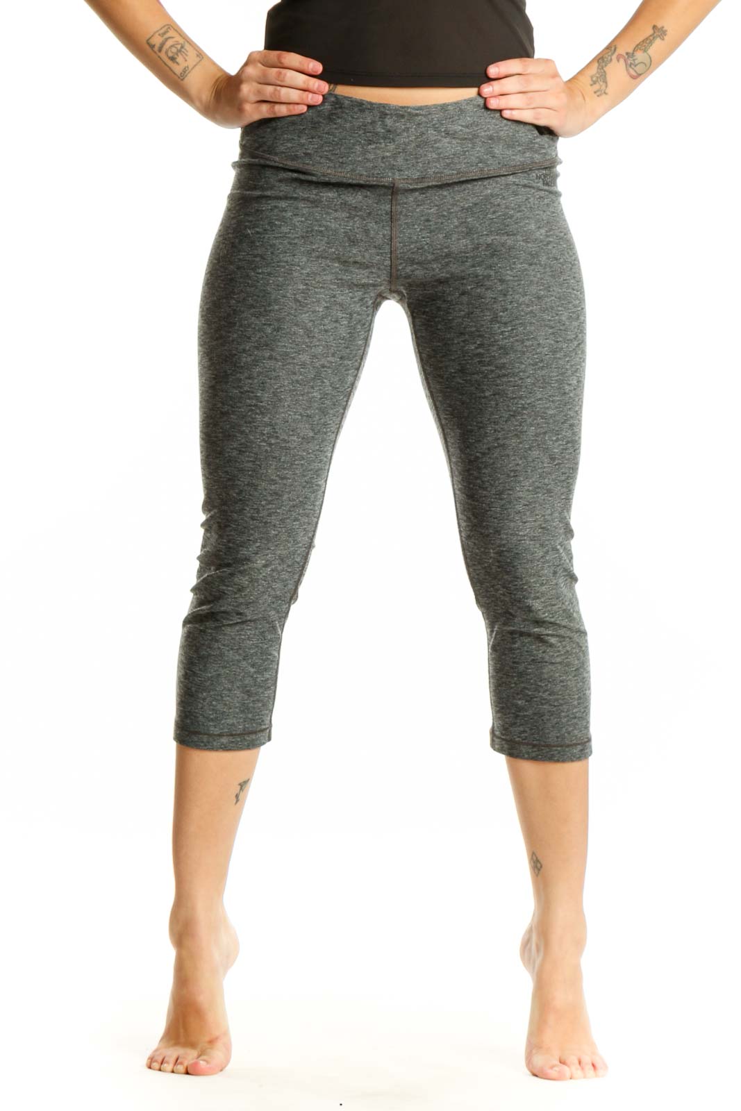 Gray Heathered Capri Leggings Front