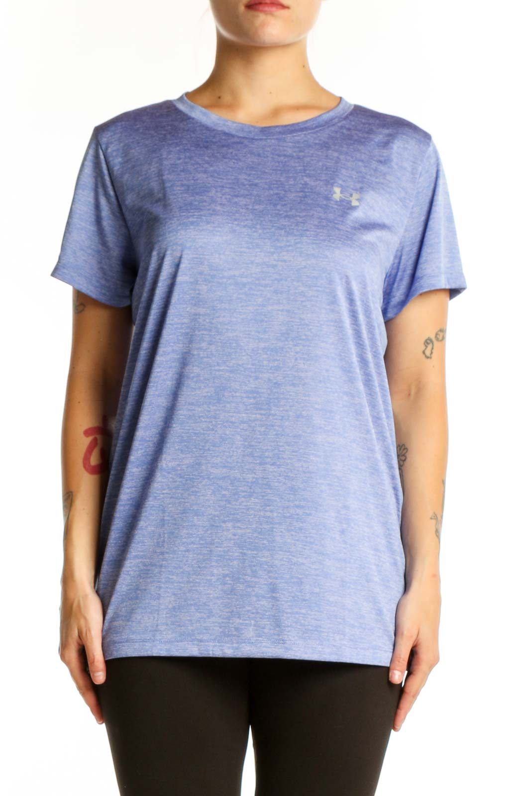 Blue Heathered Under Armour Activewear T-Shirt Front