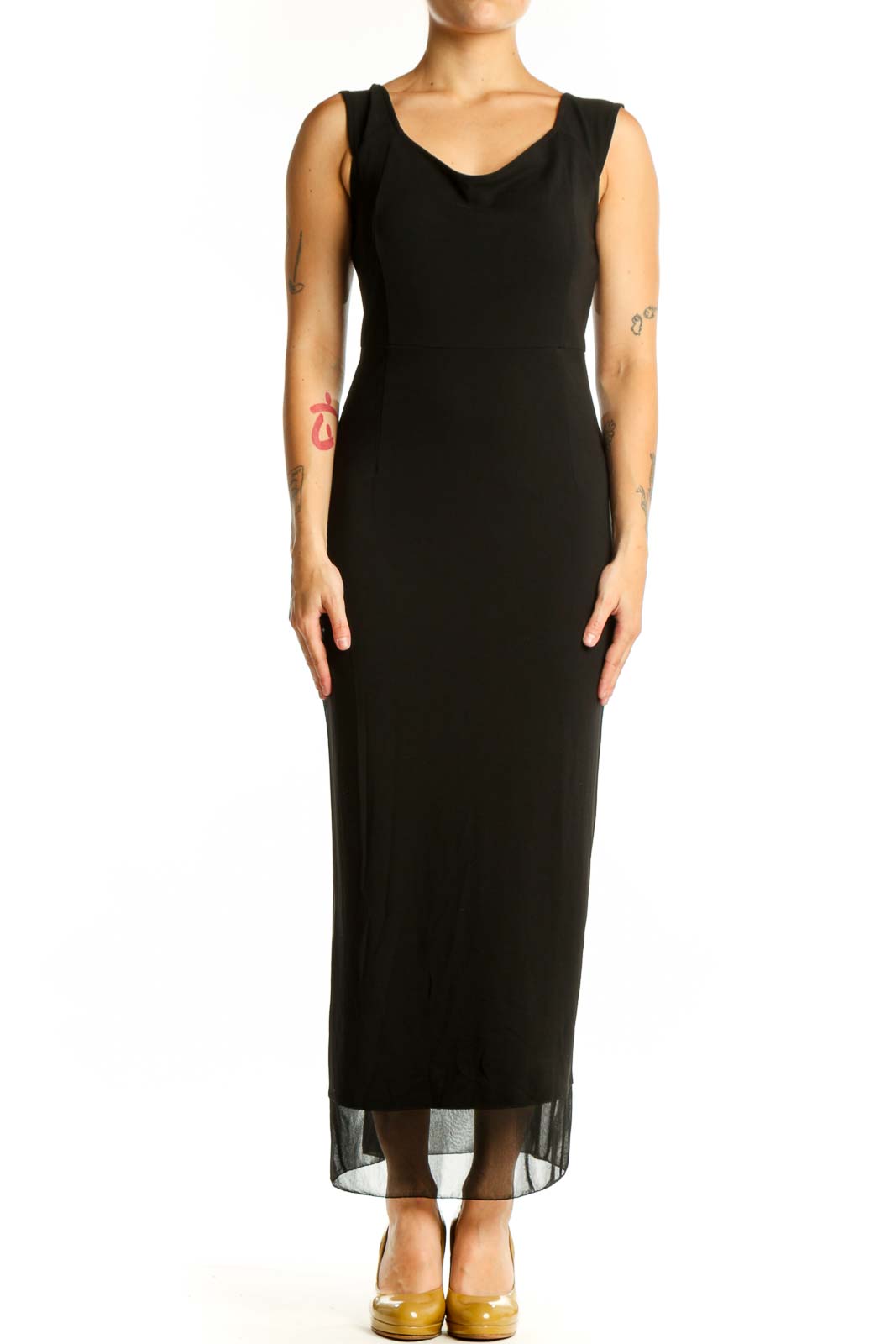 Black Sleeveless Maxi Dress Front