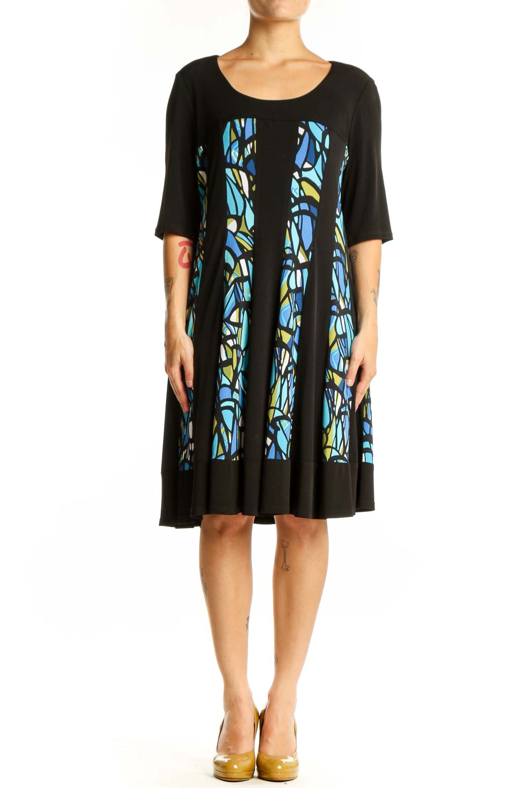 Black Stained Glass A-Line Dress Front