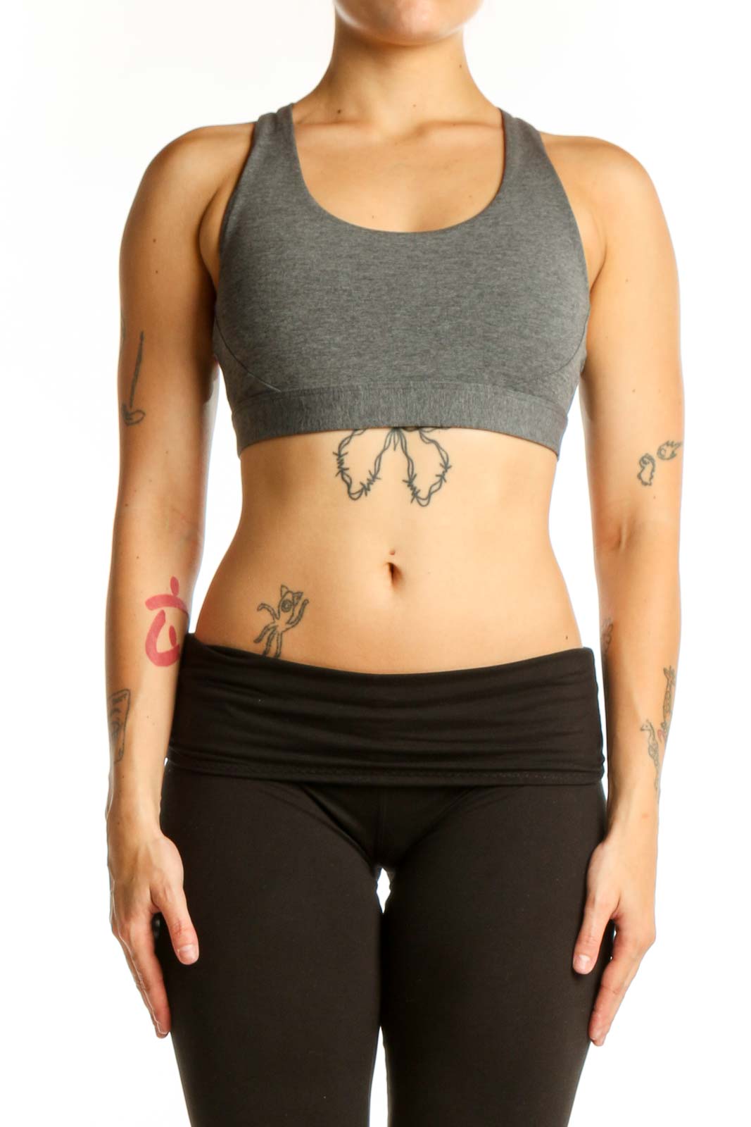 Gray Racerback Sports Bra Tank Top Front