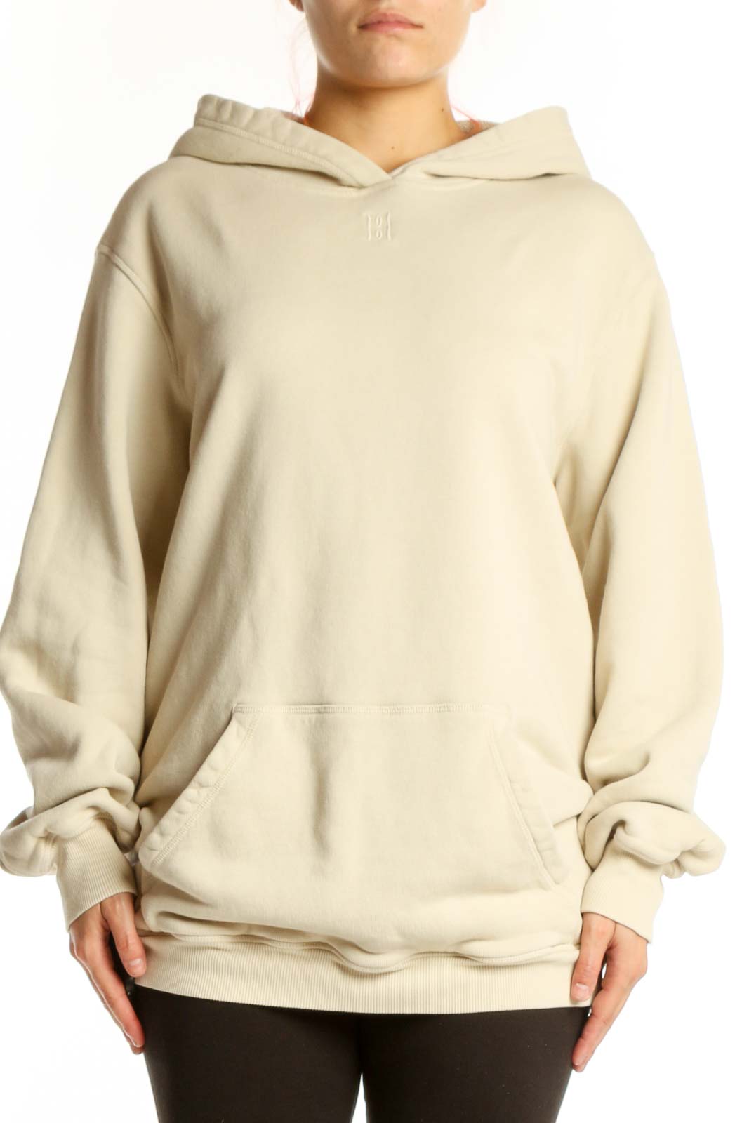 Cream Organic Cotton Hoodie Sweatshirt Front