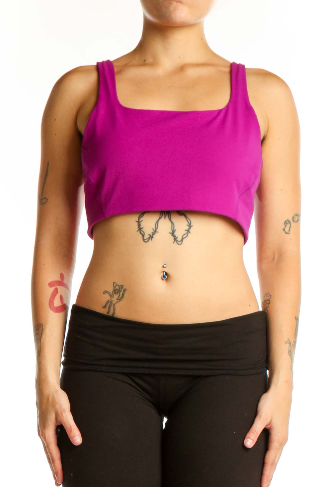 Magenta Nylon Sports Bra Tank Top Front