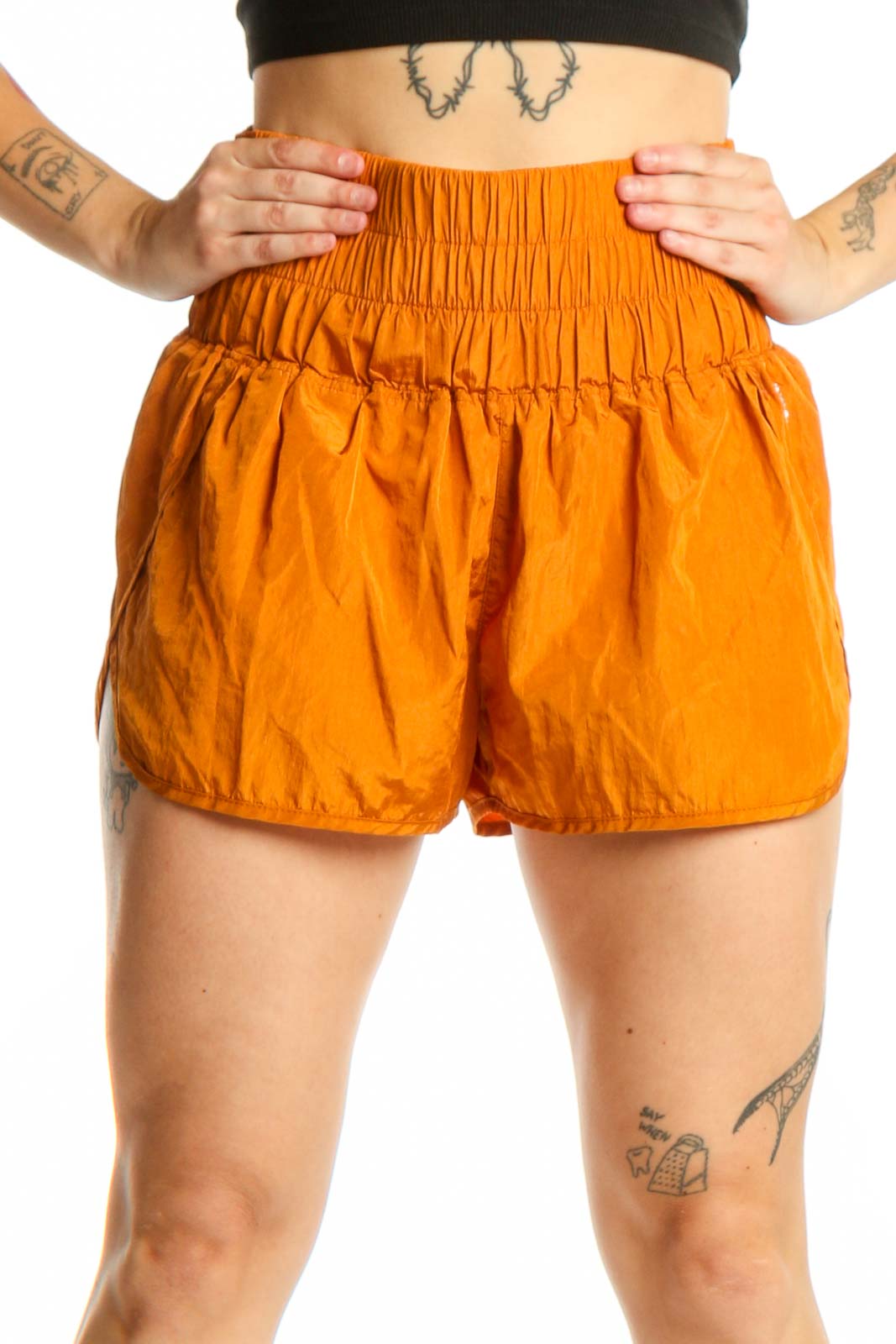 Orange Bubble Shorts Activewear Front