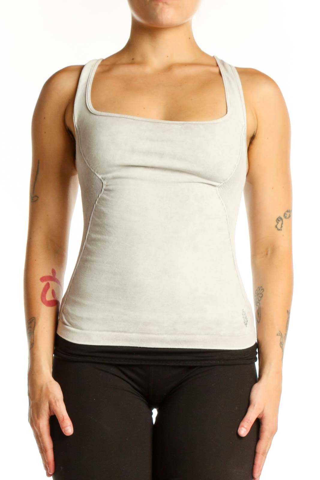 White Racerback Athletic Tank Top Front