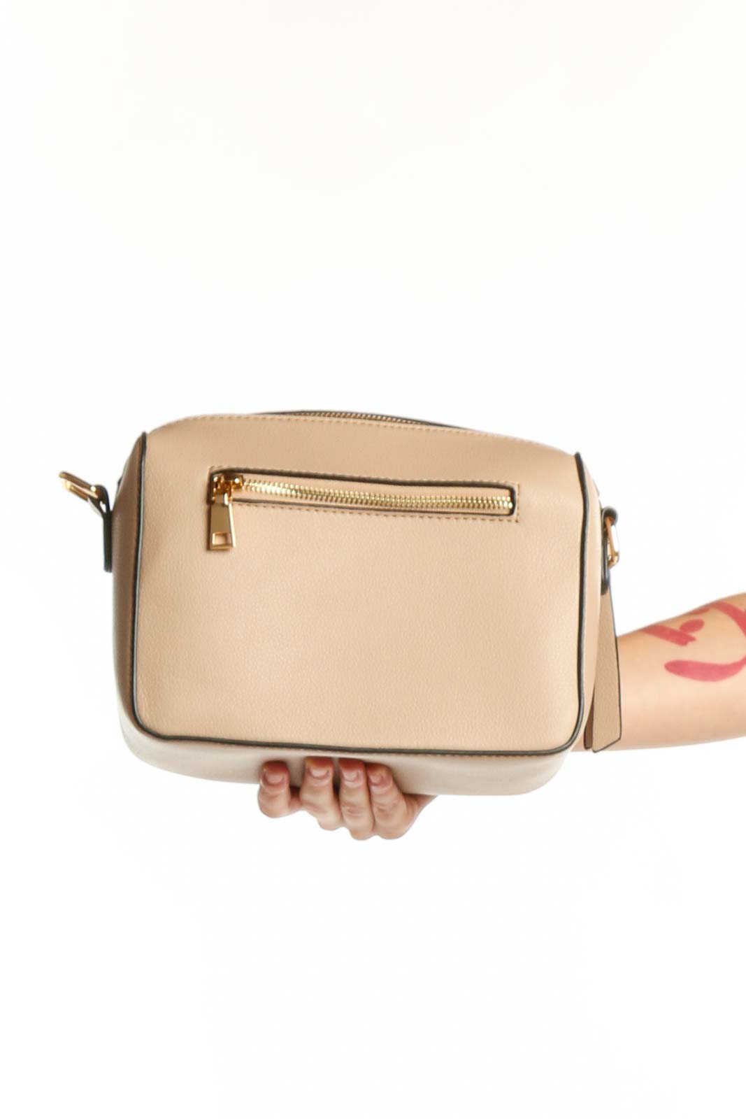 Cream Structured Crossbody Clutch Bag Front