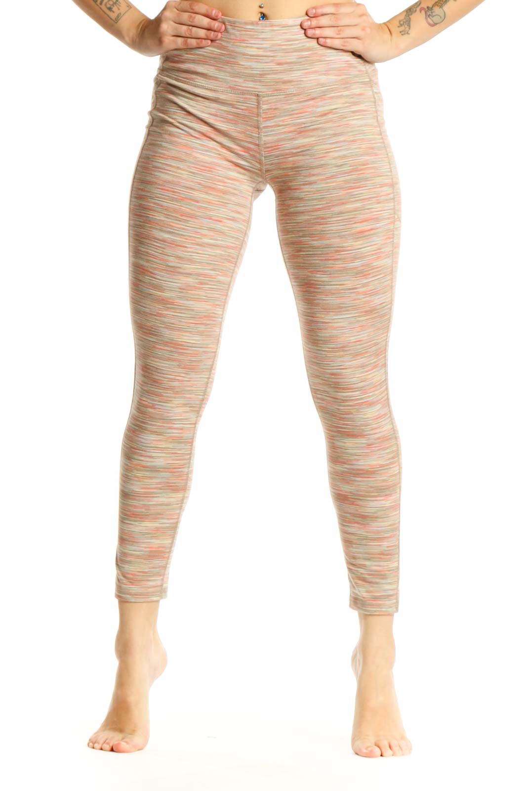 Multicolor Striped Athletic Leggings Front