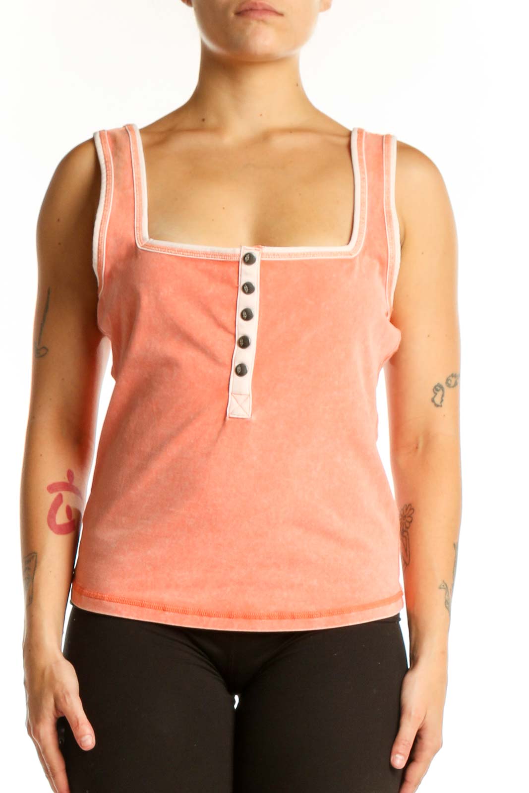 Coral Henley Tank Top Activewear Front