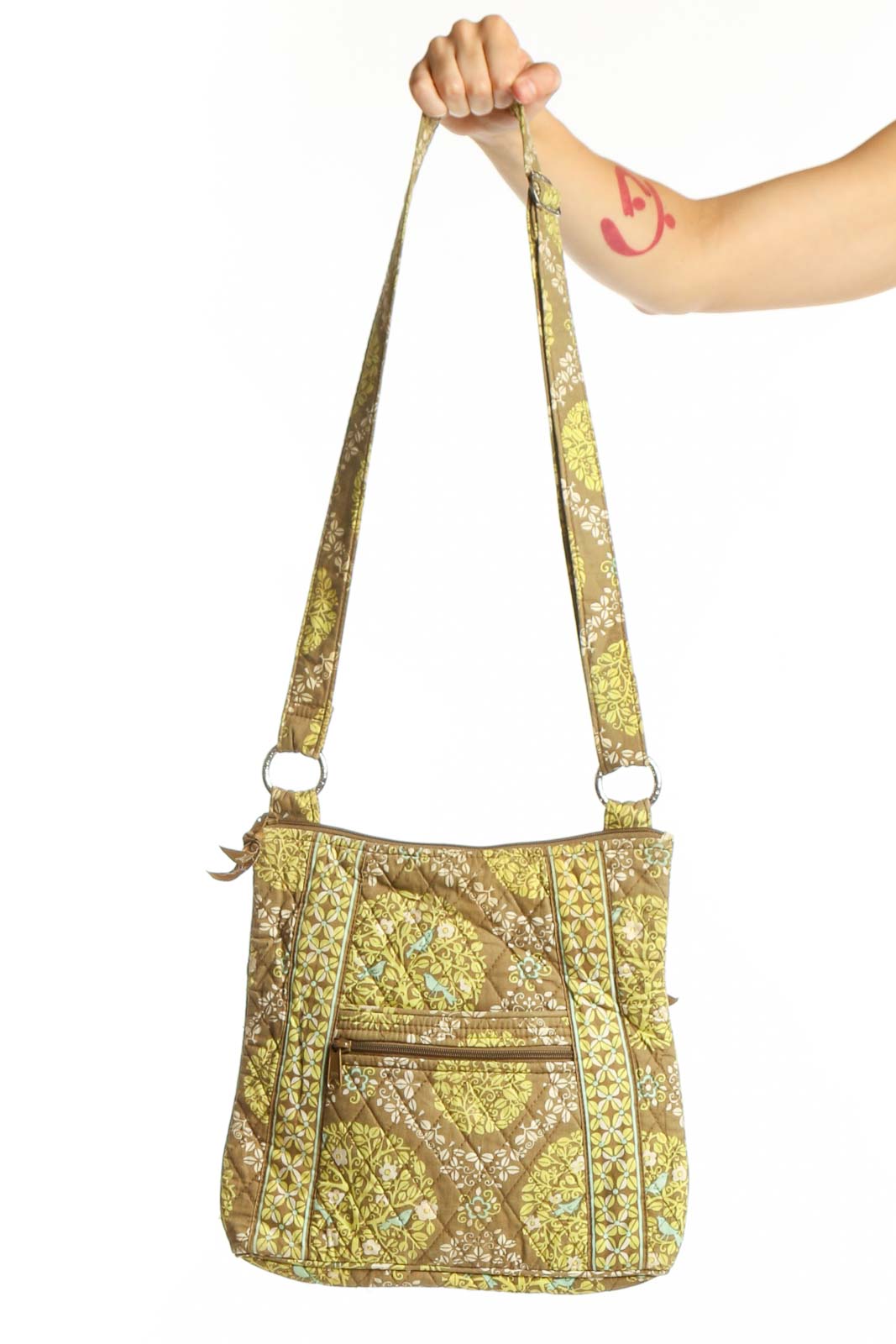Yellow Quilted Vera Bradley Crossbody Bag Front