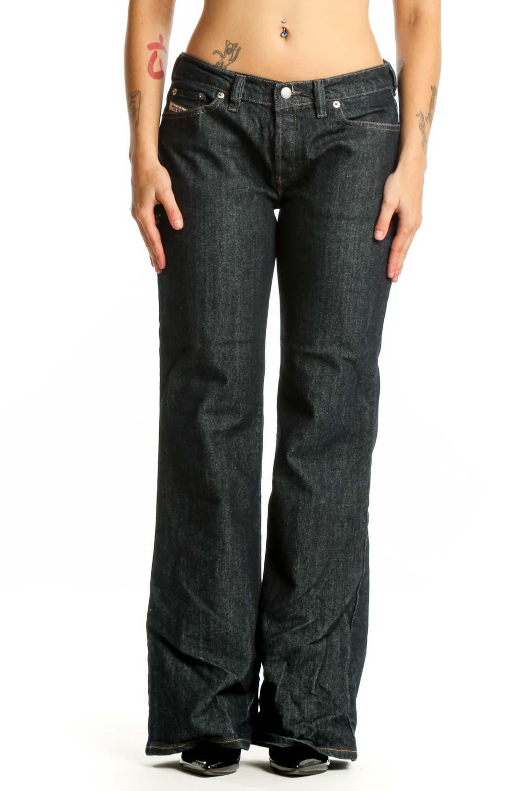 Black Dickies Denim Flare Jeans Front