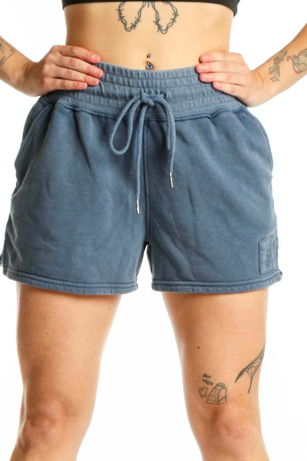 Blue Denim Activewear Shorts Front