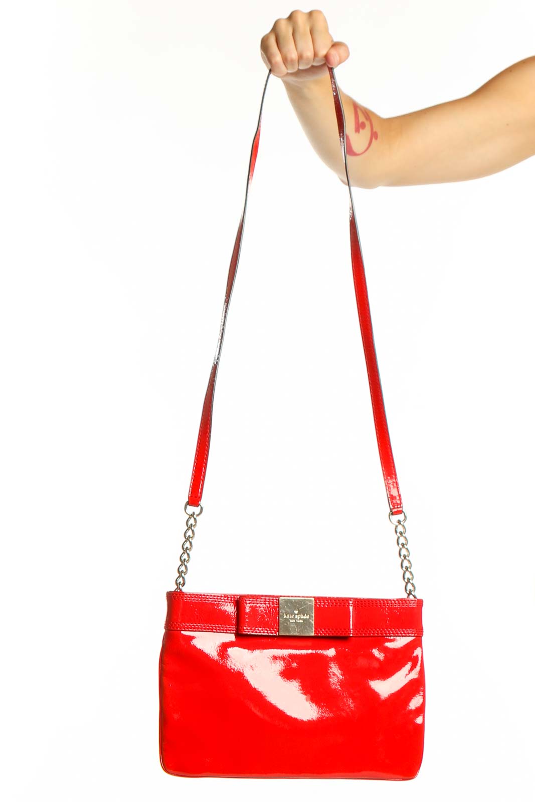 Red Patent Leather Crossbody Bag Front